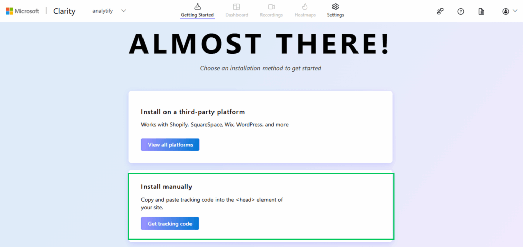 Get tracking code
