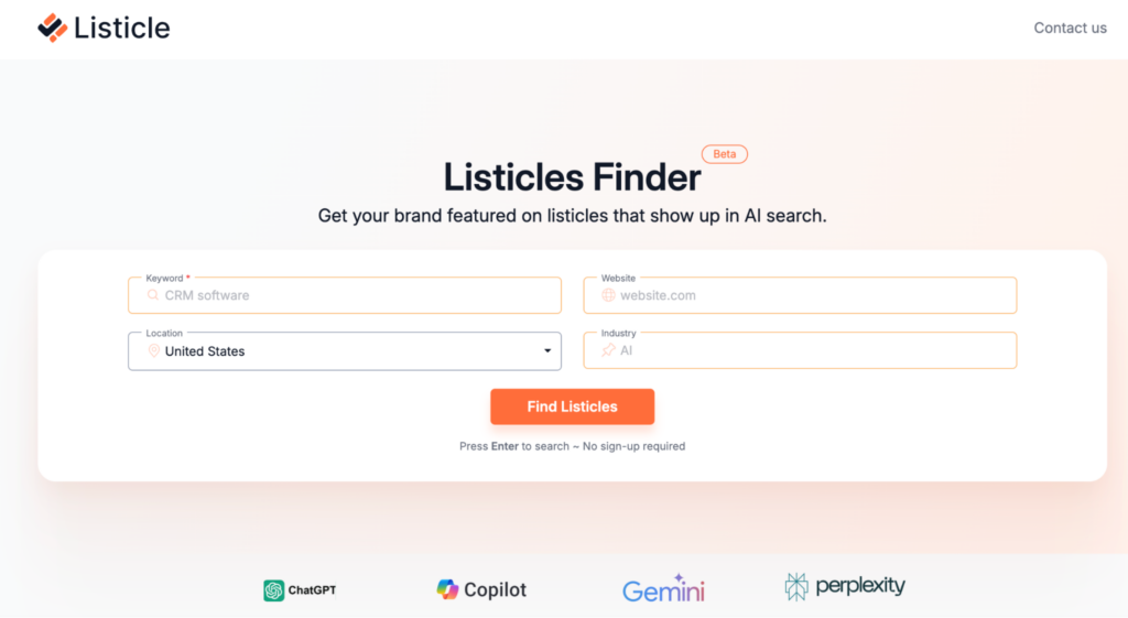 listicle.com homepage