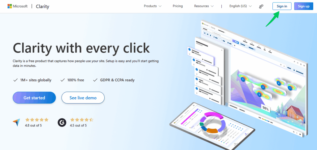 Sign in to Microsoft Clarity 