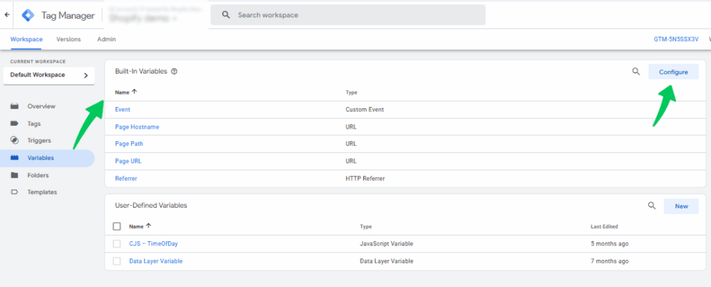 Click configure tab
