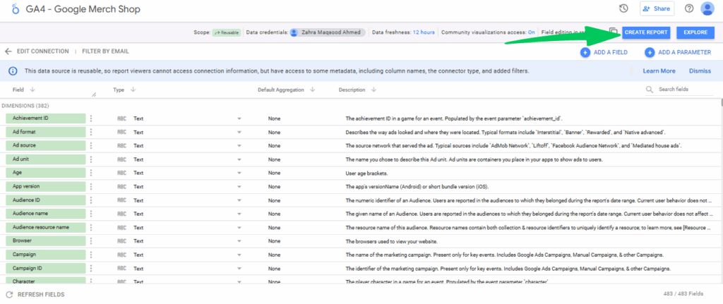 Create GA4 report in Looker Studio