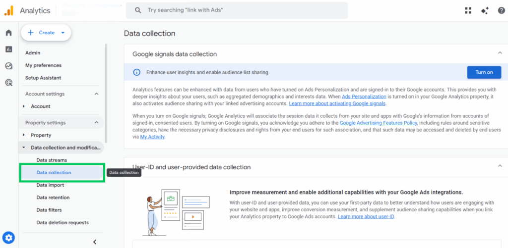 Navigate to data collection