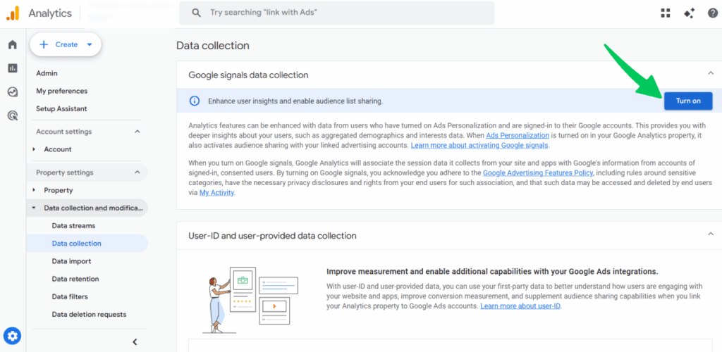Turn on data signals for analyzing content engagement in funnels 