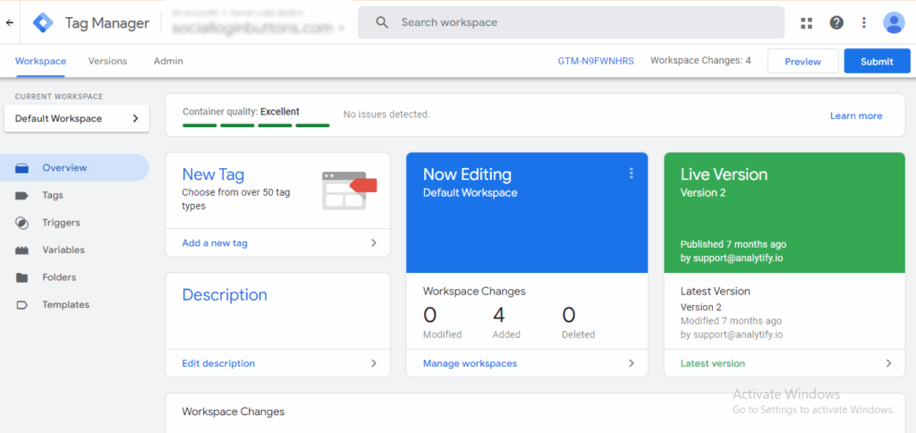 Google Tag Manager Dashboard Google Tag Manager Dashboard