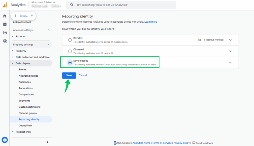 Choose Device based option Choose Device based option