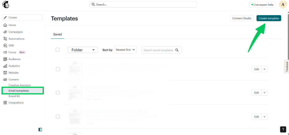 Go to create a template Go to create a template