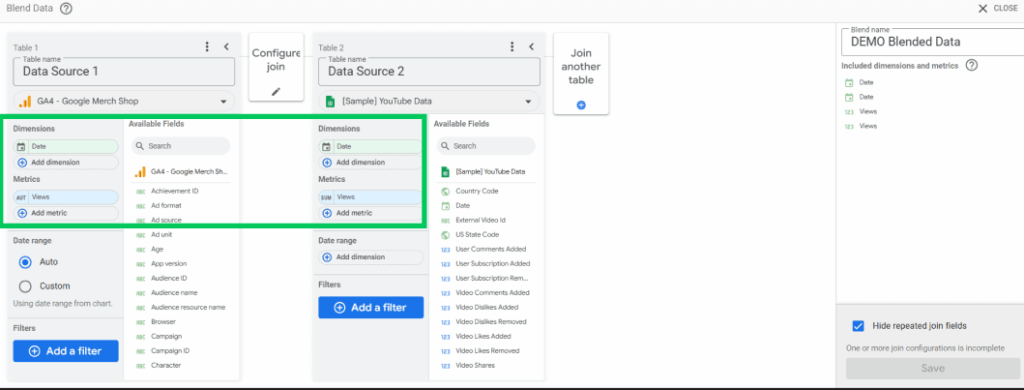Make join keys for shared feilds in tables