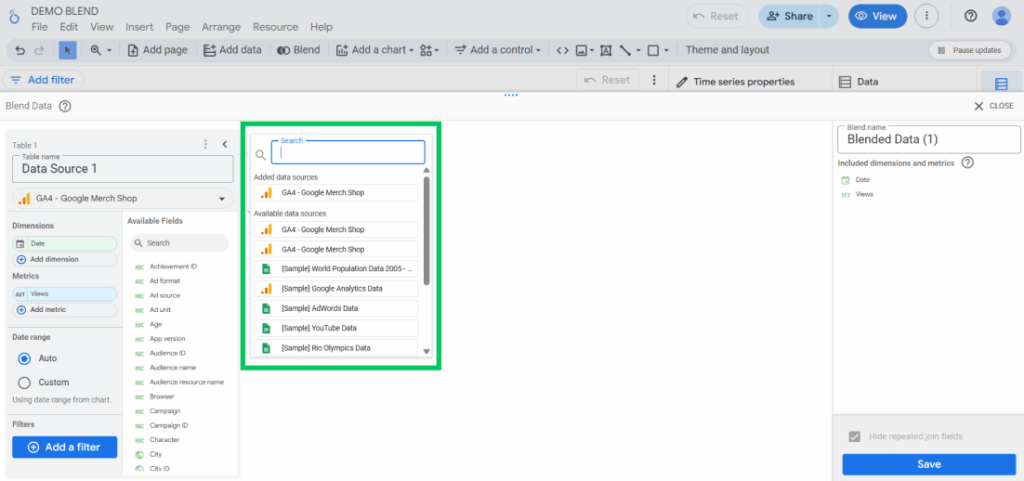 Select the second data source for connecting to first