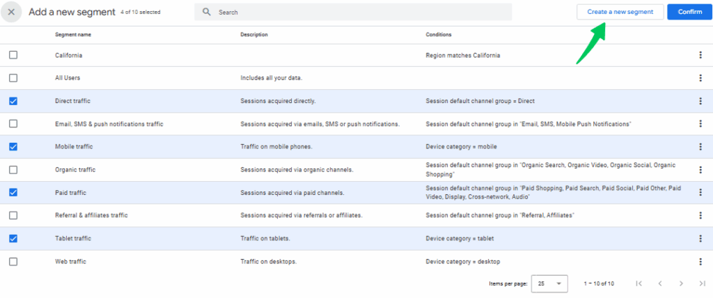  Create a new segment