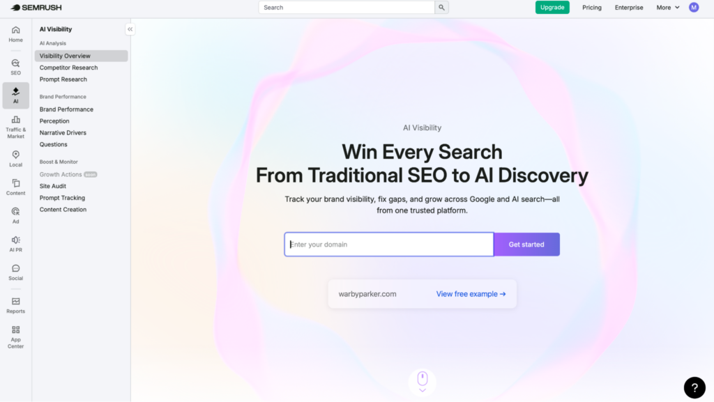 Semrush AI Visibility Overview Tab