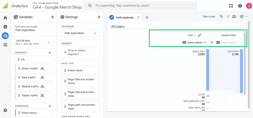 GA4 Path Exploration GA4 Path Exploration