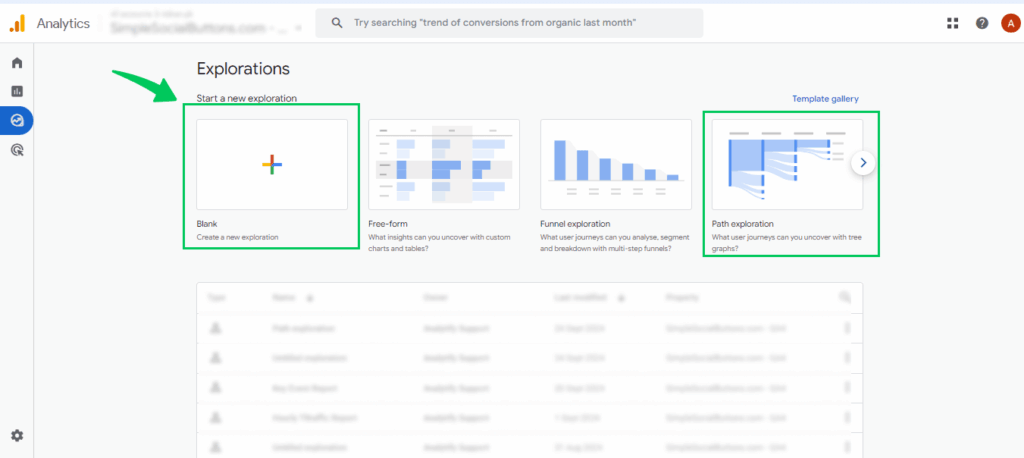 Select Exploration template