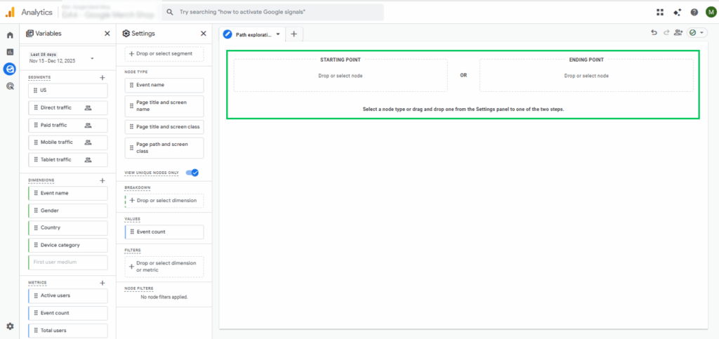 Choose a Starting or Ending Point
