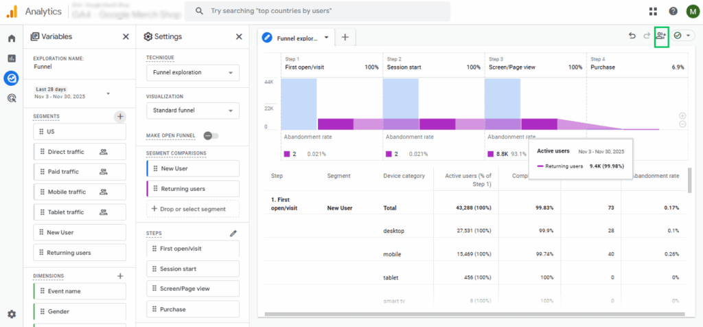 Share the created report 