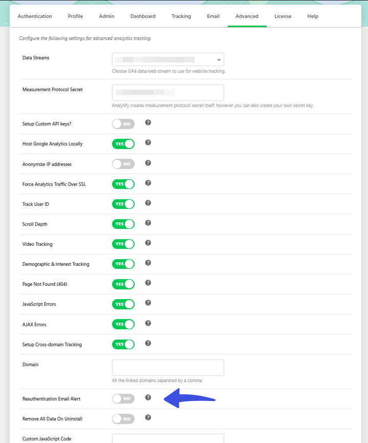 Google Reauthentication Email Toggle in Analytify 8.0 Google Reauthentication Email Toggle in Analytify 8.0