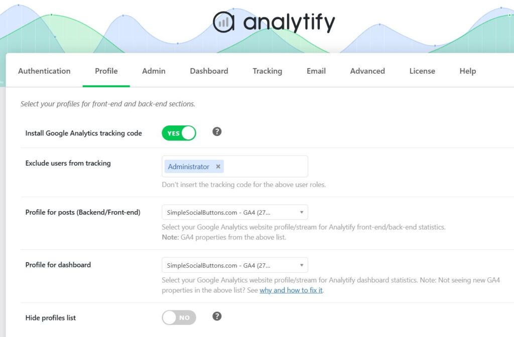 Analytify GA4 Tracking Enabled Settings Screen