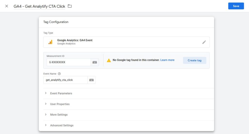 Setting up a new custom tag in GTM