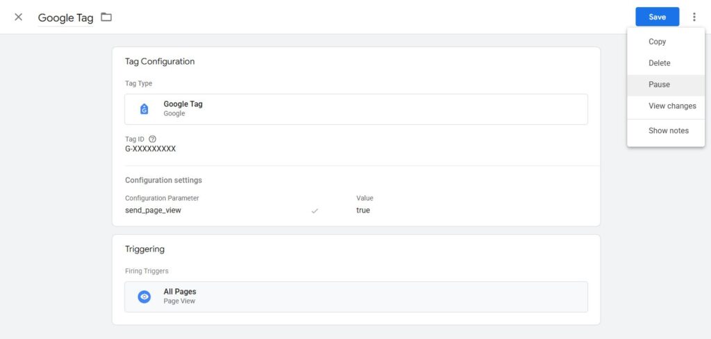 Pause option in GA4 Config Tag