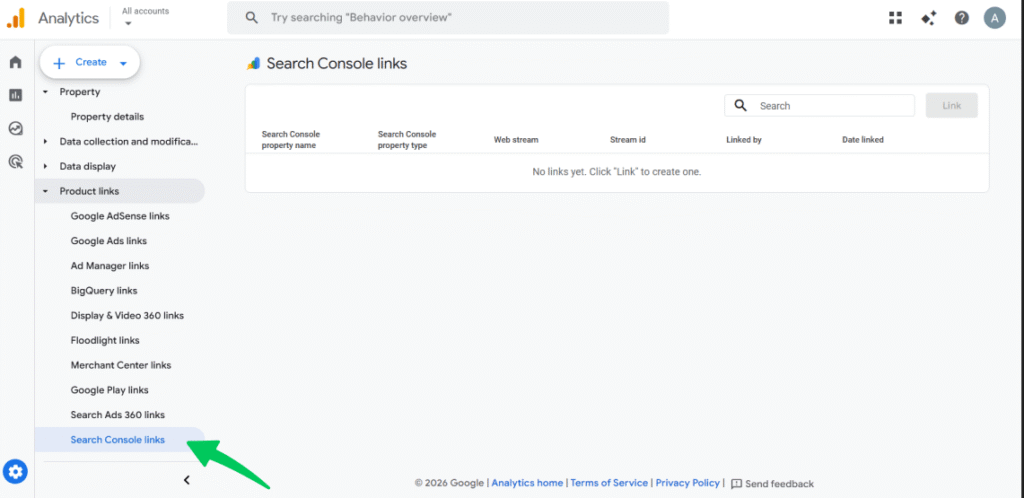 Go to search console links in ga4 Go to search console links in ga4
