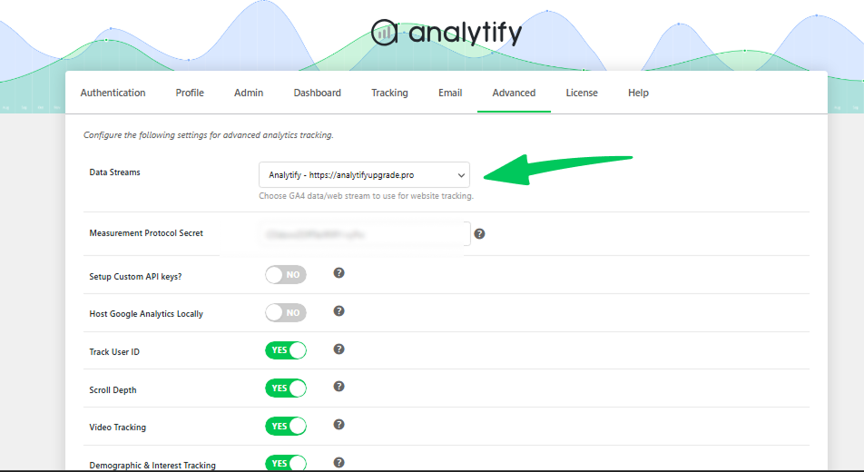 WooCommerce Orders Not Showing in GA4? How to Fix Ecommerce Tracking Analytify Advanced settings showing the GA4 Data Streams selector