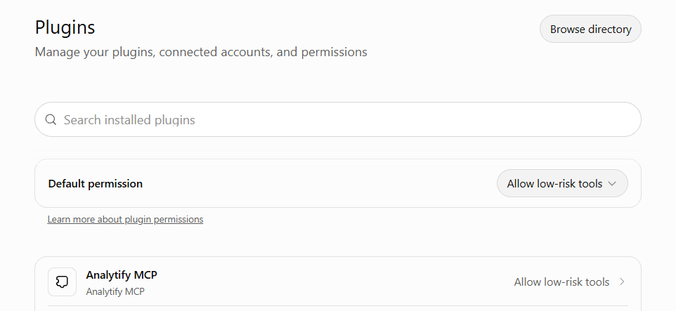 How to Connect GA4 to ChatGPT With Analytify MCP Analytify MCP connected in ChatGPT Plugins
